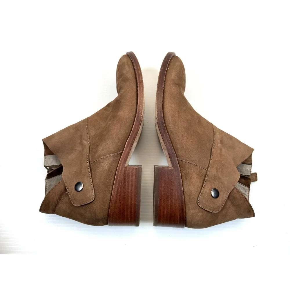 Eileen Fisher Billie‎ Ankle Boots Women 7.5 EUC Leather Zip Closure Round Toe
